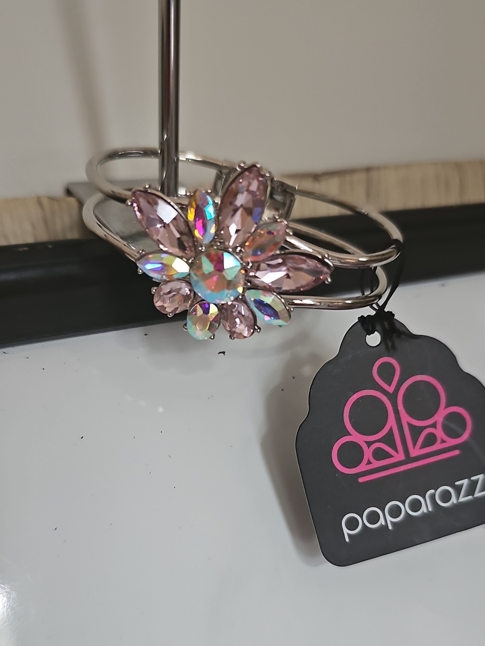 Paparazzi Pink Aurora Flower Cuff Bracelet